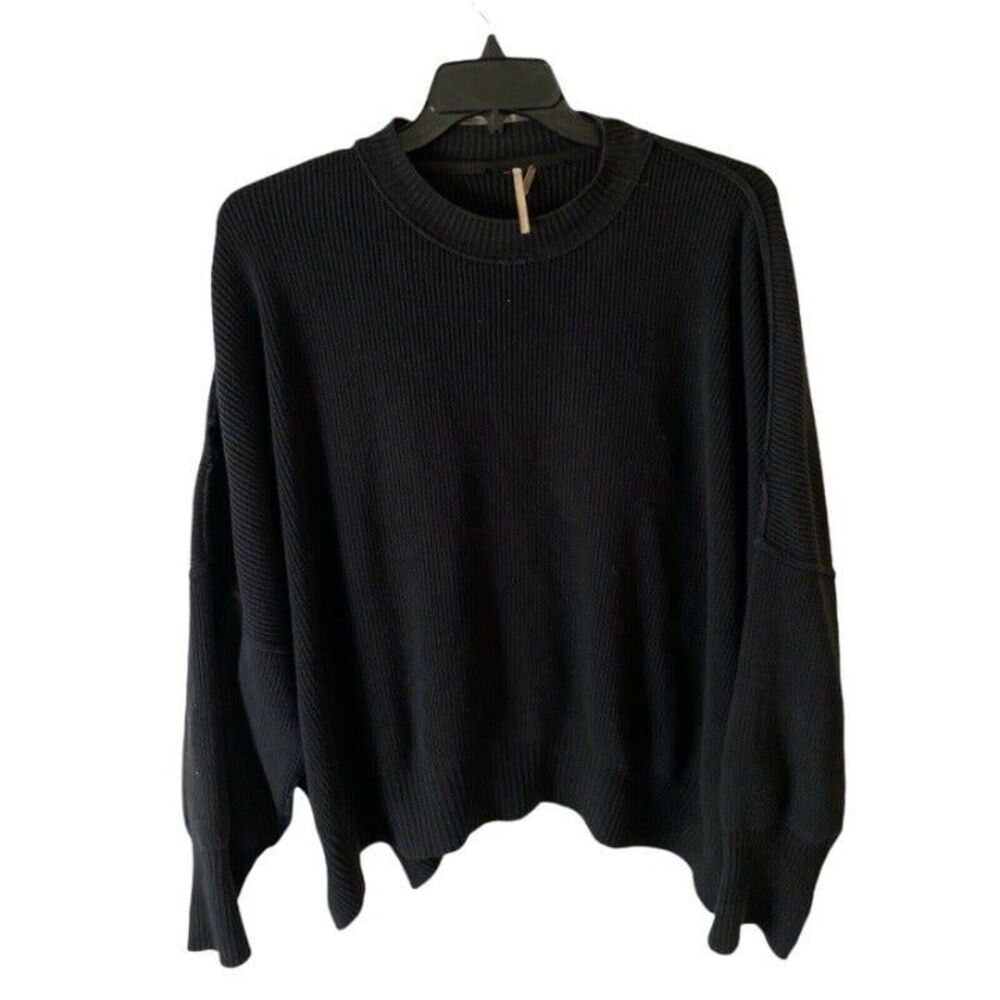 Free People Sweater CrewNeck Women’s .Black Pullover Long Sleeve Oversized US 5